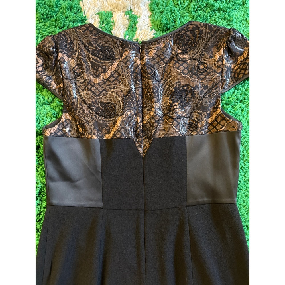 Betsey Johnson Black Sequin Lace Cap Sleeve Sheath Dress Size 14 Cocktail (B) - Picture 4 of 5